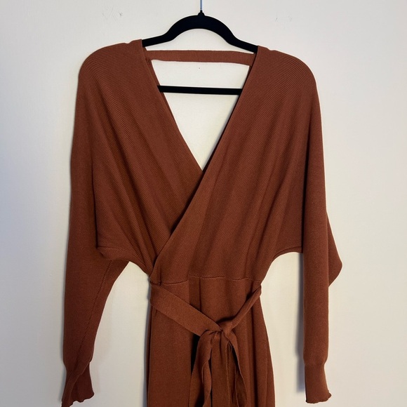 Womens Long Knitted Dress Sexy Wrap Sweater Long Sleeves Occasion Chic Fitted - Picture 5 of 16